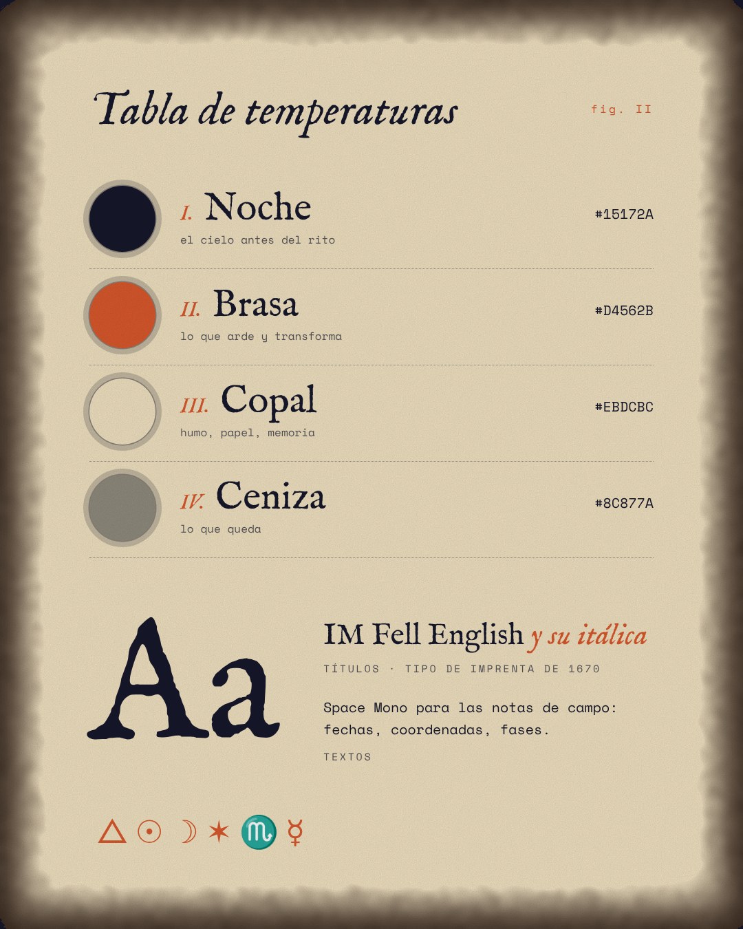Brasa, paleta y tipografía