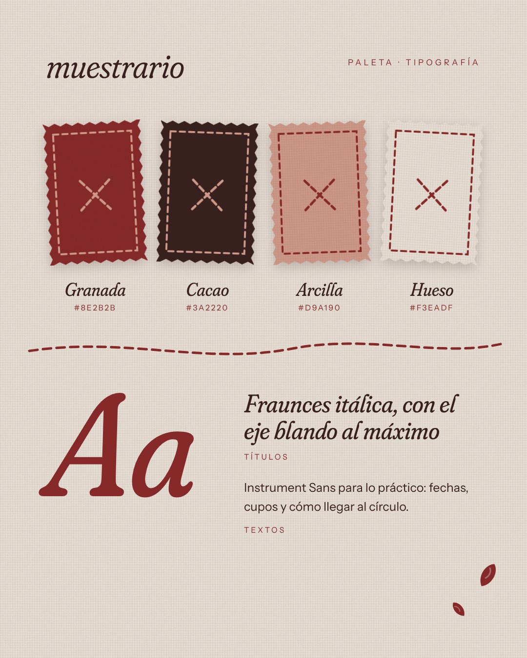 Semilla Roja, paleta y tipografía