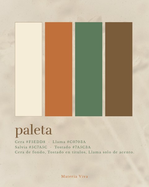 Materia Viva, paleta