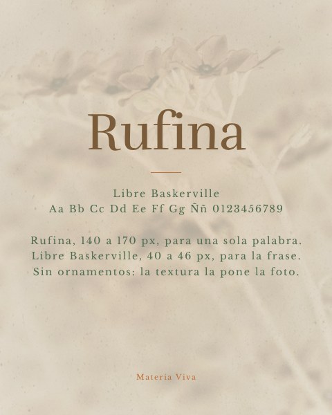 Materia Viva, tipografía